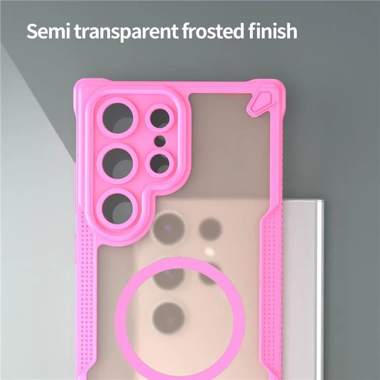 Acquisti all'ingrosso per custodia magnetica Samsung Galaxy S23 Ultra a prova di caduta TPU + PC Custodia posteriore per telefono - Rosa