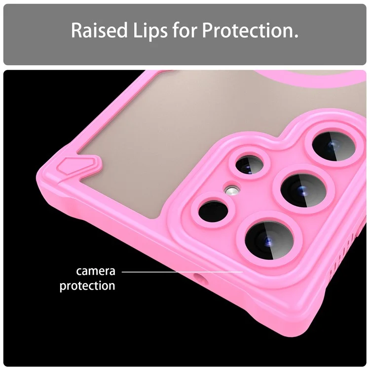 Acquisti all'ingrosso per custodia magnetica Samsung Galaxy S23 Ultra a prova di caduta TPU + PC Custodia posteriore per telefono - Rosa
