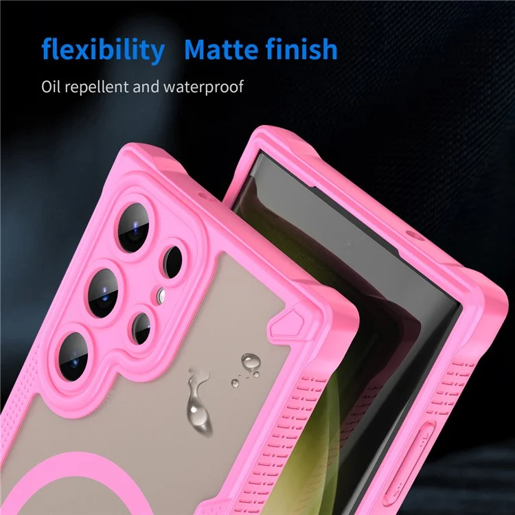 Acquisti all'ingrosso per custodia magnetica Samsung Galaxy S23 Ultra a prova di caduta TPU + PC Custodia posteriore per telefono - Rosa