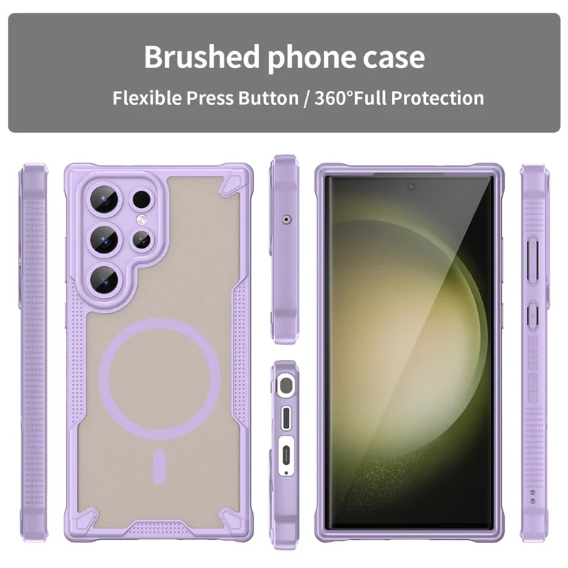 Bulk Purchasing For Samsung Galaxy S23 Ultra Magnetic Case Drop Proof TPU + PC Phone Back Cover - Purple
