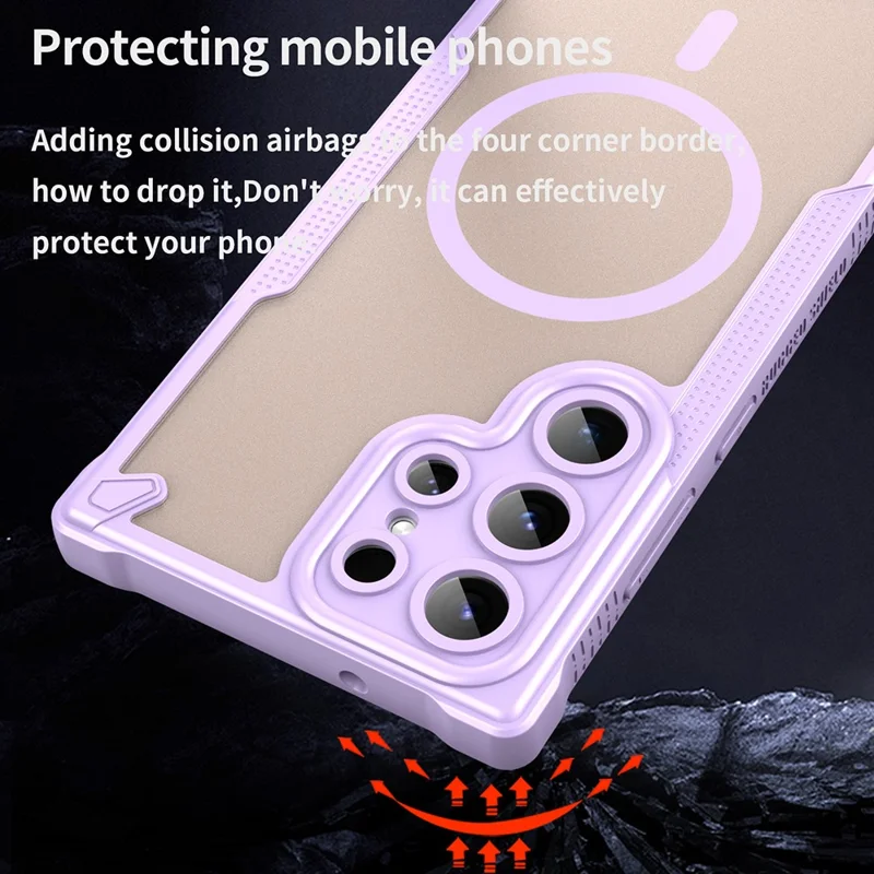 Bulk Purchasing For Samsung Galaxy S23 Ultra Magnetic Case Drop Proof TPU + PC Phone Back Cover - Purple