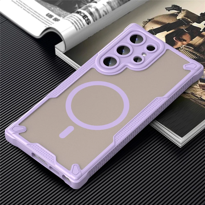 Bulk Purchasing For Samsung Galaxy S23 Ultra Magnetic Case Drop Proof TPU + PC Phone Back Cover - Purple