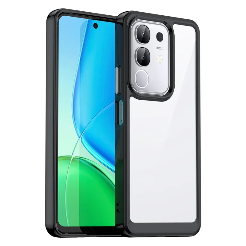 For vivo Y300t 5G / T4x 5G / Y29 4G Case TPU + Acrylic Protective Clear Phone Cover - Black