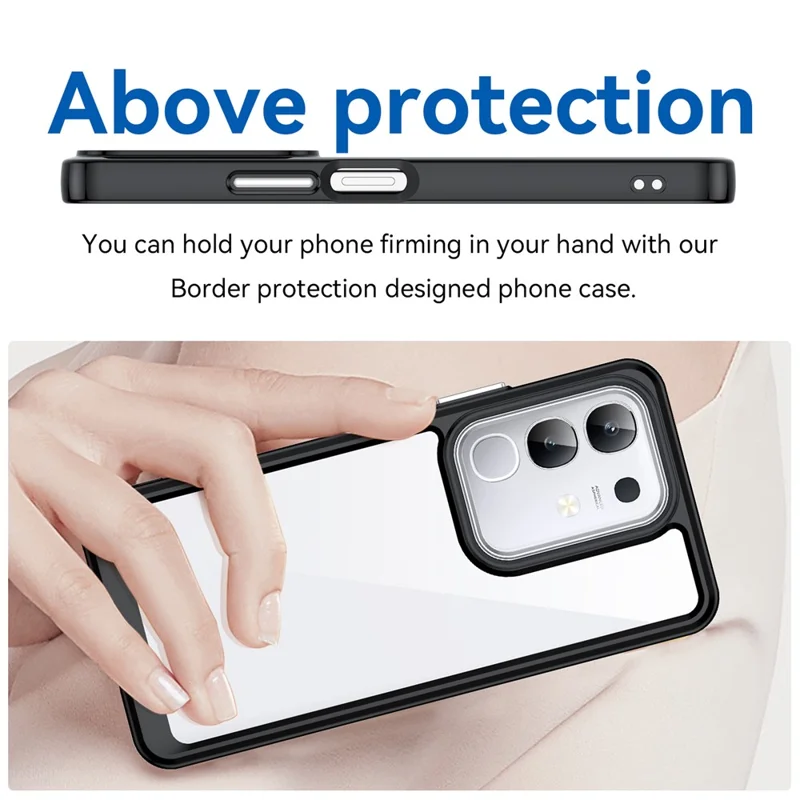 For vivo Y300t 5G / T4x 5G / Y29 4G Case TPU + Acrylic Protective Clear Phone Cover - Black