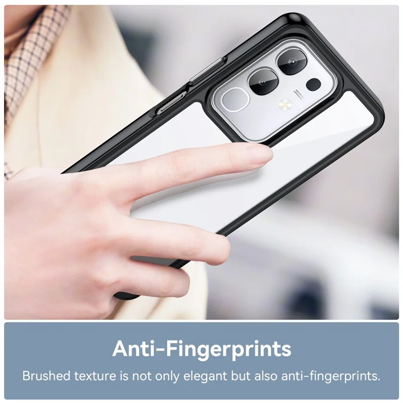 For vivo Y300t 5G / T4x 5G / Y29 4G Case TPU + Acrylic Protective Clear Phone Cover - Black