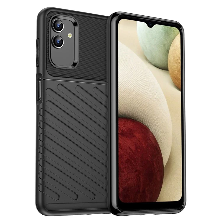 Для Samsung Galaxy M13 5G Thunder Series Coldensed TPU Телефона Твилл Текстура Против Скольжения Телефона - Черный