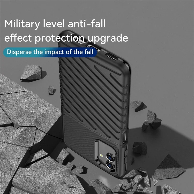 Для Samsung Galaxy M13 5G Thunder Series Coldensed TPU Телефона Твилл Текстура Против Скольжения Телефона - Черный