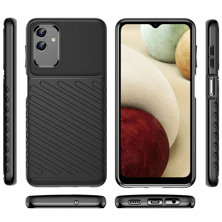Для Samsung Galaxy M13 5G Thunder Series Coldensed TPU Телефона Твилл Текстура Против Скольжения Телефона - Черный