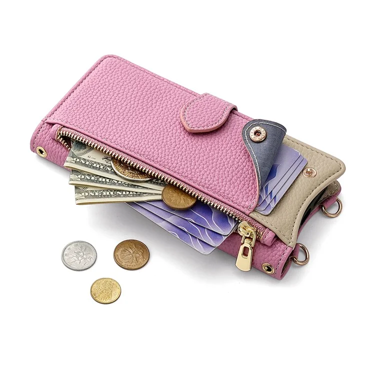 Funda tipo cartera para Xiaomi Redmi Note 14 4G (164,84 mm) con diseño de cola de pez, cubierta de cuero para teléfono con espejo / soporte / correa - Rosa