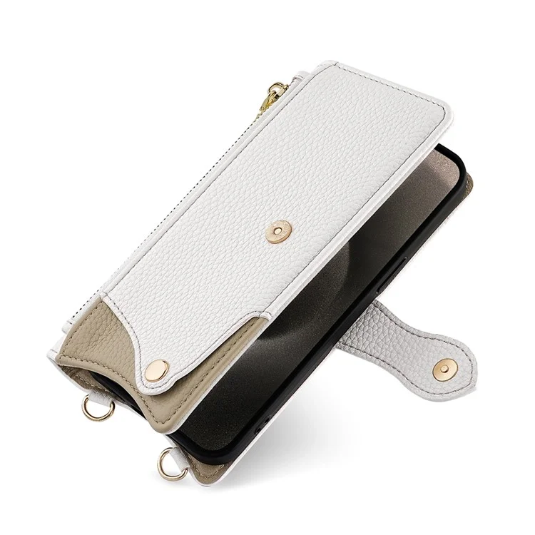 For Honor X8c 4G Wallet Case Fishtail Design Leather Phone Cover with Mirror  /  Stand  /  Strap - White