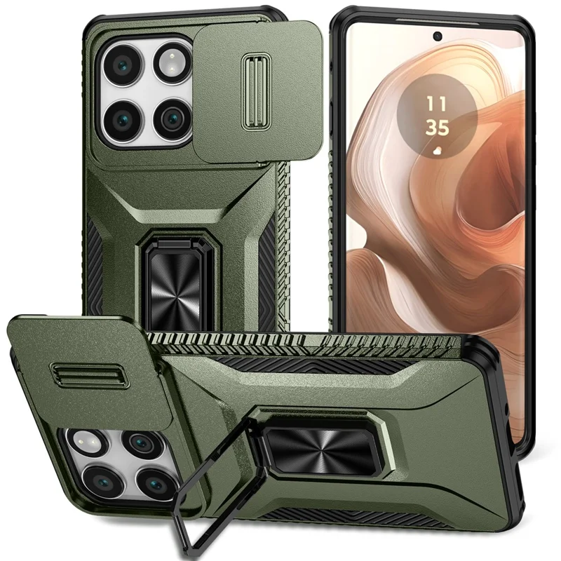 For Motorola Edge (2025) 5G Case Camshield Kickstand TPU + PC Anti-Slip Phone Cover - Green