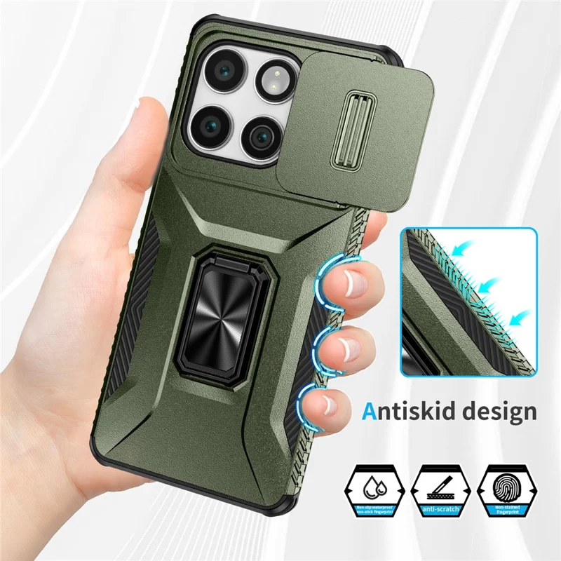 For Motorola Edge (2025) 5G Case Camshield Kickstand TPU + PC Anti-Slip Phone Cover - Green
