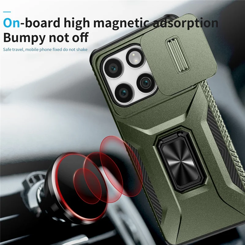 For Motorola Edge (2025) 5G Case Camshield Kickstand TPU + PC Anti-Slip Phone Cover - Green