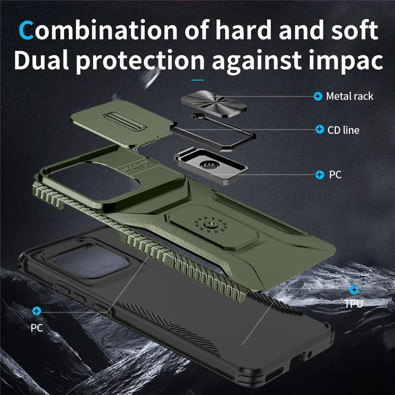 For Motorola Edge (2025) 5G Case Camshield Kickstand TPU + PC Anti-Slip Phone Cover - Green