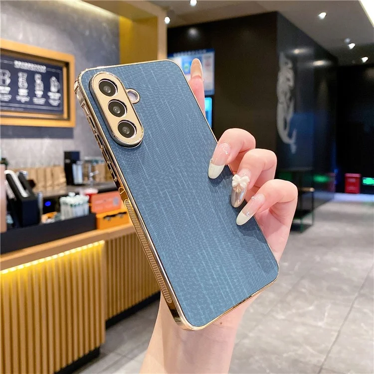 For Samsung Galaxy A56 5G Case Electroplating Shooting Star Pattern PU + TPU + PC Phone Back Cover - Blue