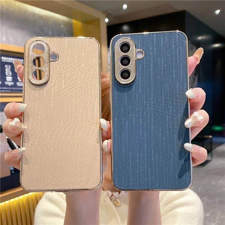 For Samsung Galaxy A56 5G Case Electroplating Shooting Star Pattern PU + TPU + PC Phone Back Cover - Blue