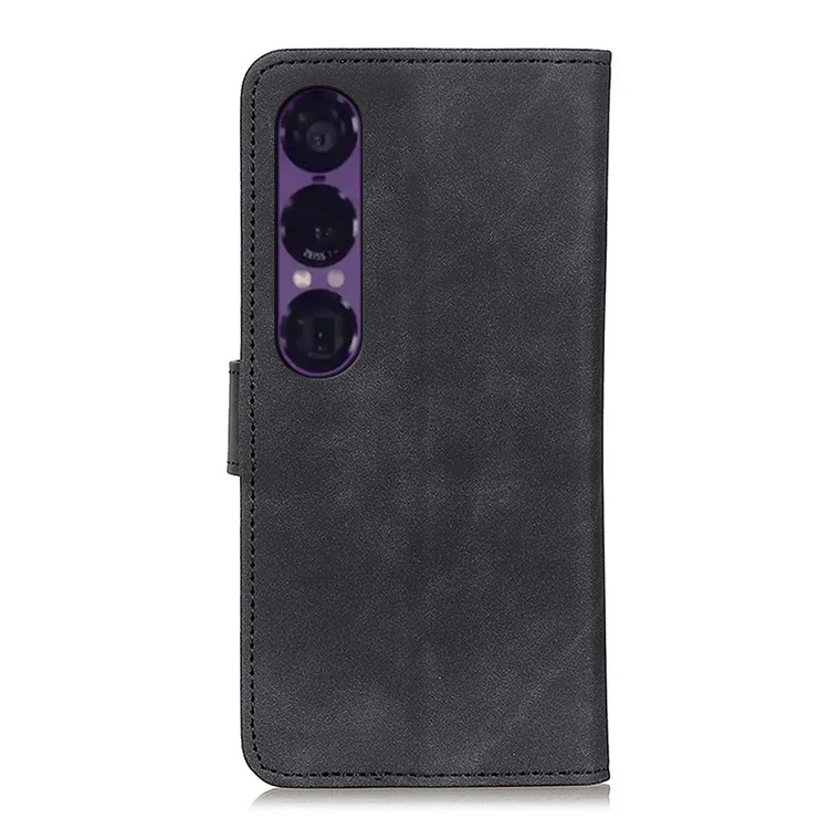 KHAZNEH per Sony Xperia 1 VII Cover in Pelle Effetto Vintage - Nero