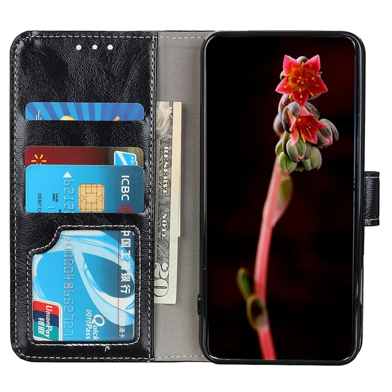 For Sony Xperia 1 VII Case Wallet Leather Phone Cover Crazy Horse Texture - Black