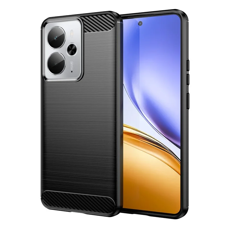 Protective Case for Realme 14T 5G / P3 5G / Neo7x 5G / 14 5G Phone Cover Carbon Fiber Texture Brushed - Black