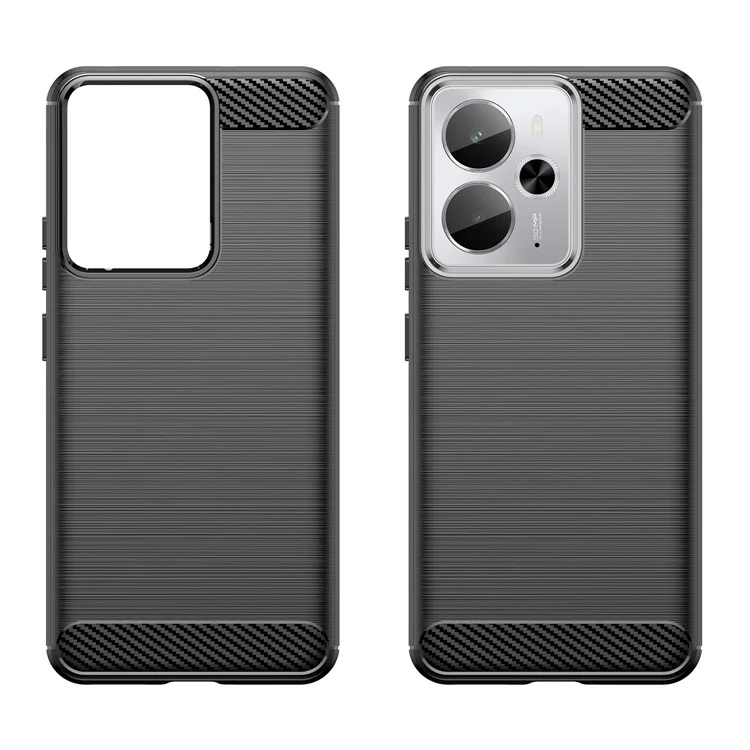 Protective Case for Realme 14T 5G / P3 5G / Neo7x 5G / 14 5G Phone Cover Carbon Fiber Texture Brushed - Black