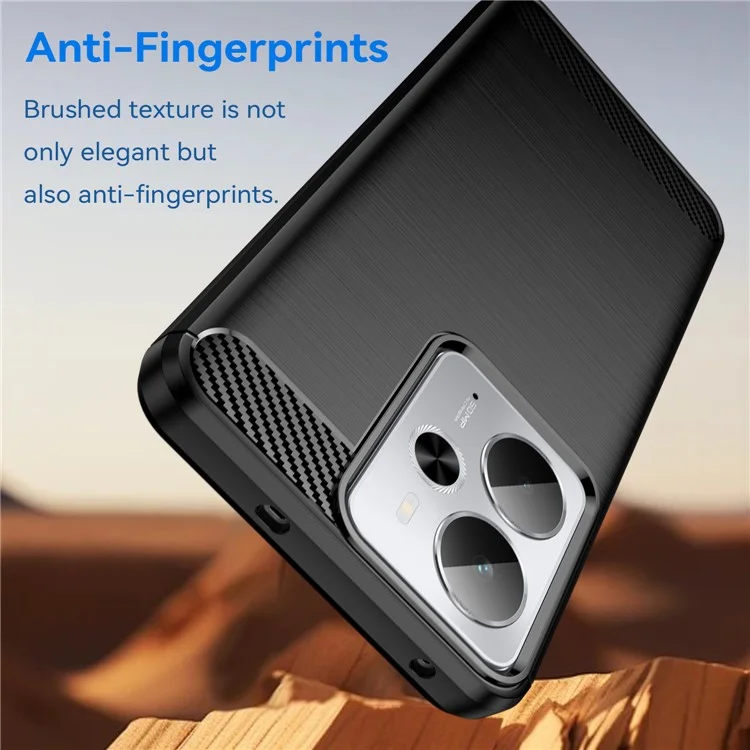 Protective Case for Realme 14T 5G / P3 5G / Neo7x 5G / 14 5G Phone Cover Carbon Fiber Texture Brushed - Black