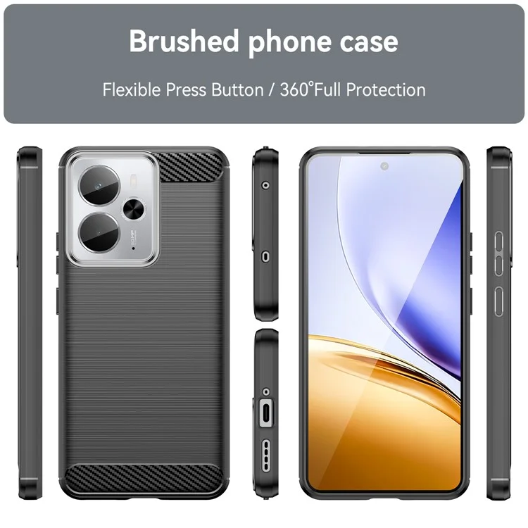 Protective Case for Realme 14T 5G / P3 5G / Neo7x 5G / 14 5G Phone Cover Carbon Fiber Texture Brushed - Black