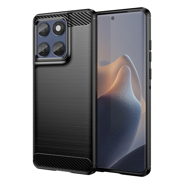 Für Motorola Edge 60 5G / 60 Fusion 5G Hülle Schutzhülle Handyhülle Karbonfaser-Textur gebürstet - Schwarz