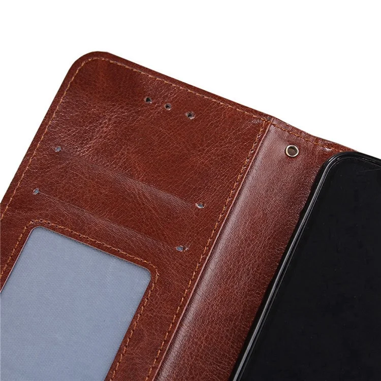 For Xiaomi Redmi A1 4G / A2 4G Full Protection Textured PU Leather Phone Case Wallet Stand Folio Flip Cover - Brown