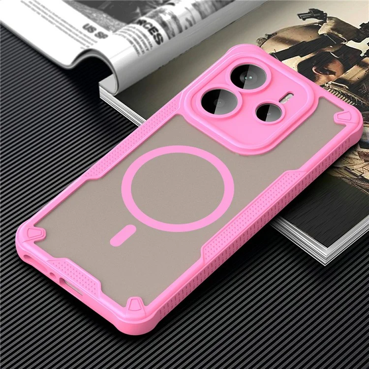 For Xiaomi Redmi Note 14 5G Magnetic Case Compatible with MagSafe TPU + PC Phone Back Cover - Pink