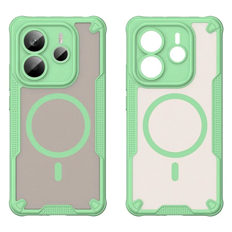 Pour Xiaomi Redmi Note 14 5G Étui Magnétique Compatible avec MagSafe TPU + PC Coque Arrière de Téléphone - Vert