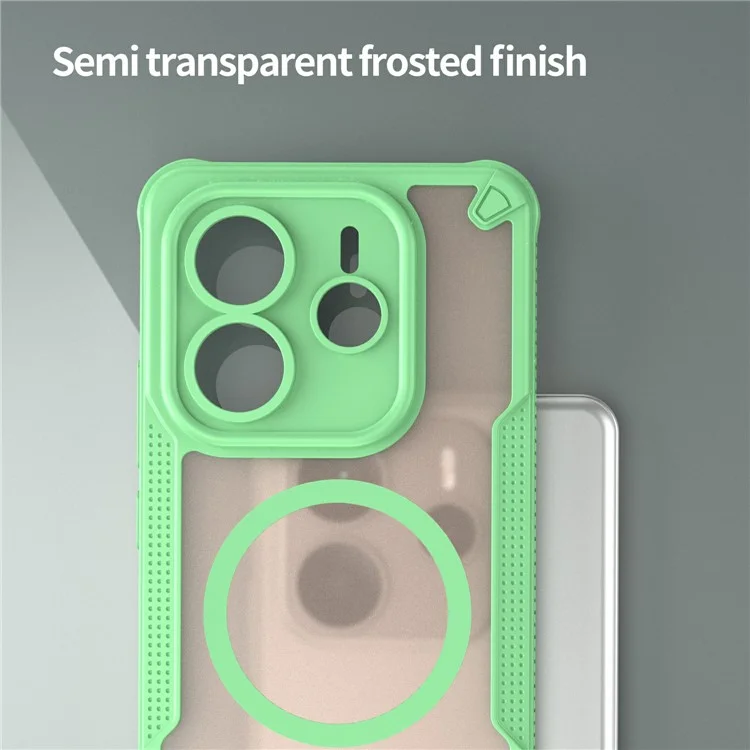Pour Xiaomi Redmi Note 14 5G Étui Magnétique Compatible avec MagSafe TPU + PC Coque Arrière de Téléphone - Vert