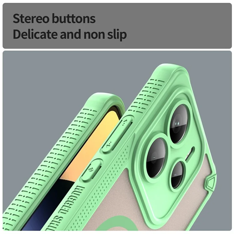 Pour Xiaomi Redmi Note 14 5G Étui Magnétique Compatible avec MagSafe TPU + PC Coque Arrière de Téléphone - Vert