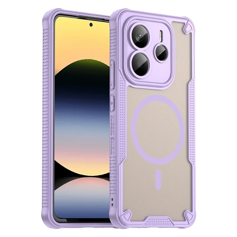 For Xiaomi Redmi Note 14 5G Magnetic Case TPU + PC Phone Back Cover - Purple