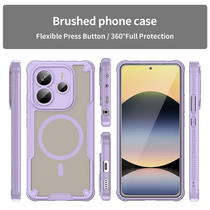 For Xiaomi Redmi Note 14 5G Magnetic Case TPU + PC Phone Back Cover - Purple