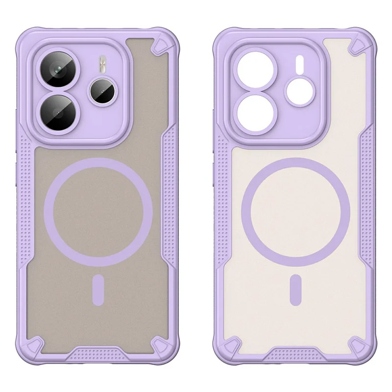 For Xiaomi Redmi Note 14 5G Magnetic Case TPU + PC Phone Back Cover - Purple