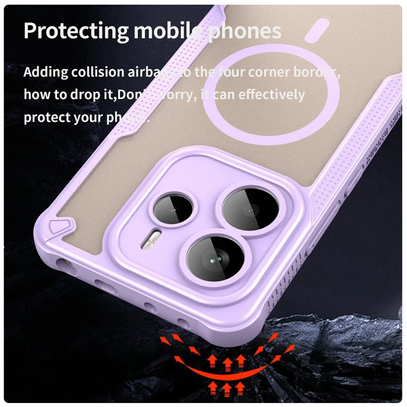 For Xiaomi Redmi Note 14 5G Magnetic Case TPU + PC Phone Back Cover - Purple