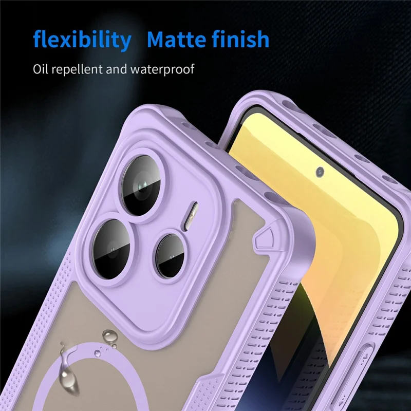 For Xiaomi Redmi Note 14 5G Magnetic Case TPU + PC Phone Back Cover - Purple