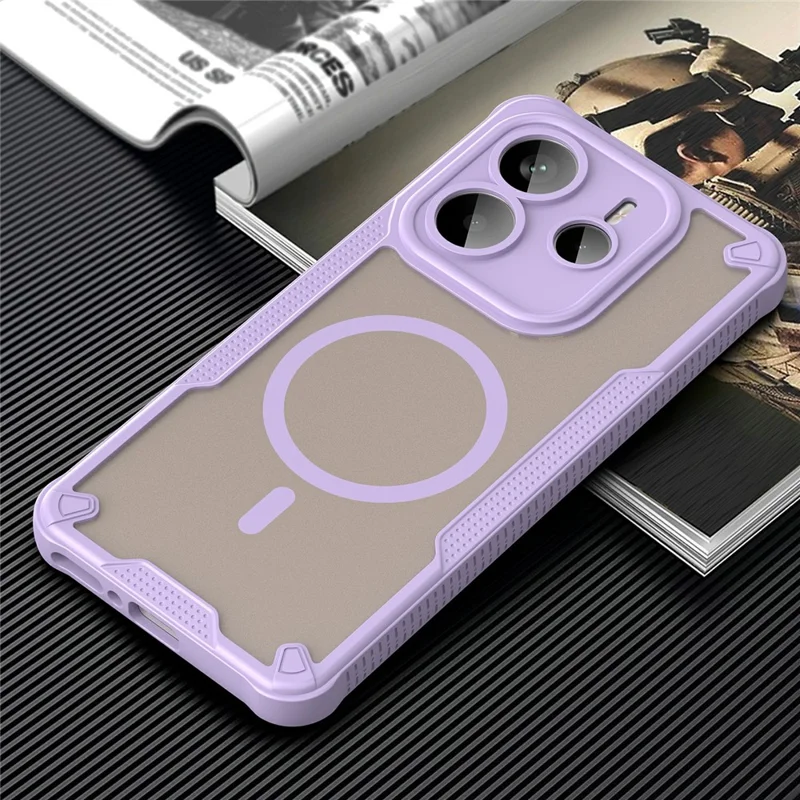 For Xiaomi Redmi Note 14 5G Magnetic Case TPU + PC Phone Back Cover - Purple