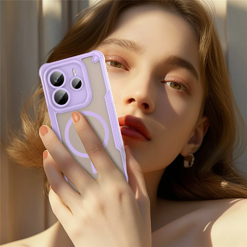 For Xiaomi Redmi Note 14 5G Magnetic Case TPU + PC Phone Back Cover - Purple