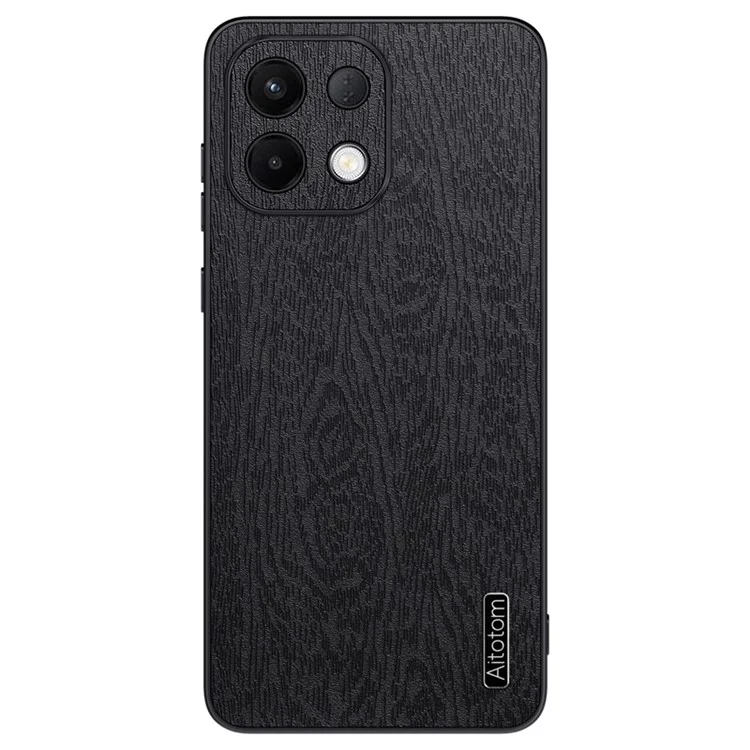 Чехол с текстурой дерева для Oppo K13 5G / K13x / K12s (Китай) из искусственной кожи с покрытием PC TPU - Черный