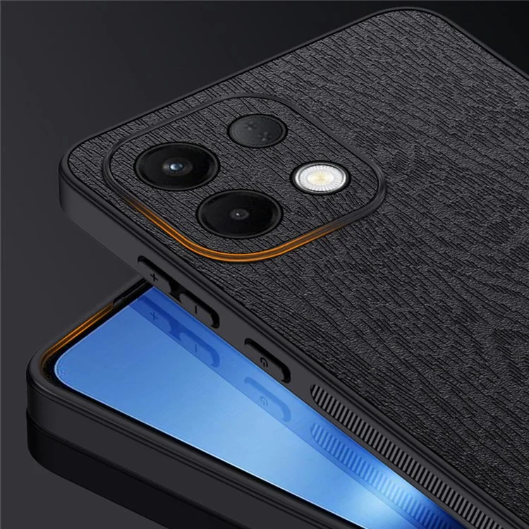 Чехол с текстурой дерева для Oppo K13 5G / K13x / K12s (Китай) из искусственной кожи с покрытием PC TPU - Черный