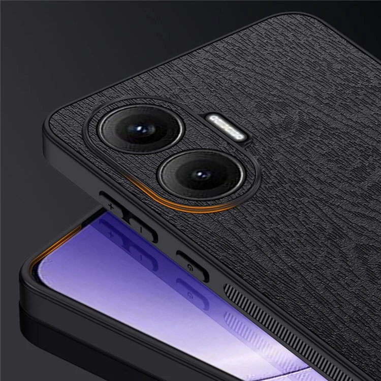 Funda para Xiaomi Redmi Turbo 4 Pro 5G con Textura de Madera, Cuero Sintético y Carcasa de PC y TPU - Negro