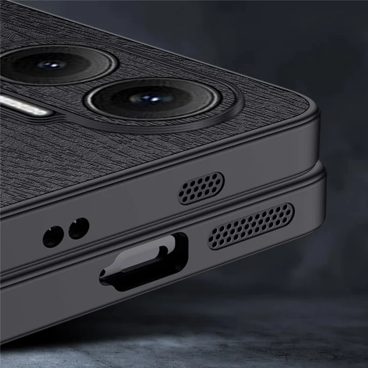 Funda para Xiaomi Redmi Turbo 4 Pro 5G con Textura de Madera, Cuero Sintético y Carcasa de PC y TPU - Negro