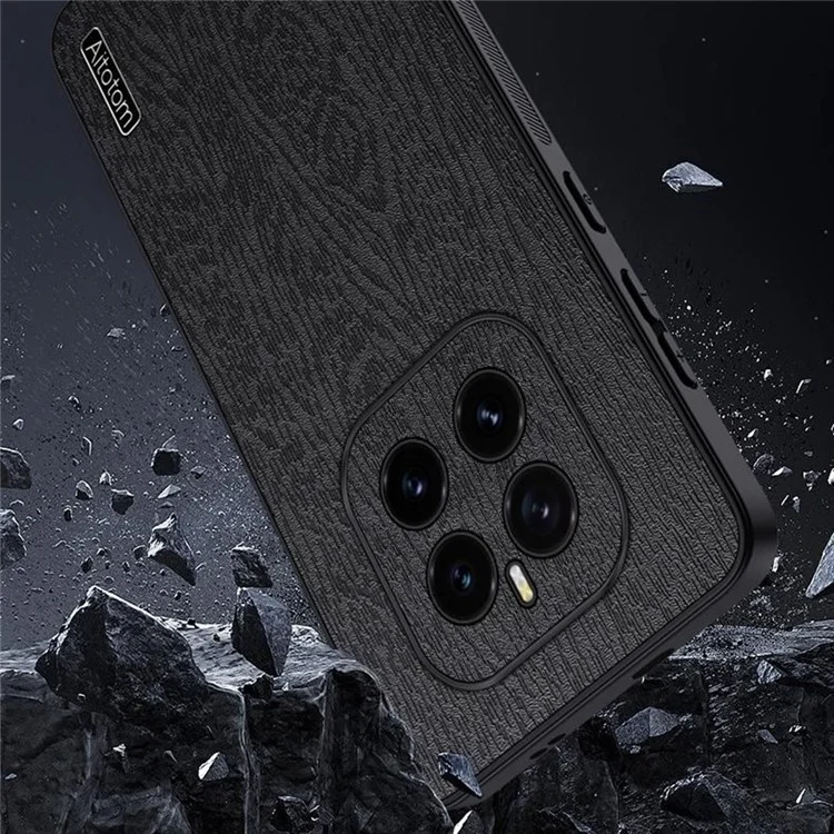 For Honor GT Pro Case Wood Texture PU Leather Coated PC TPU Phone Cover - Black