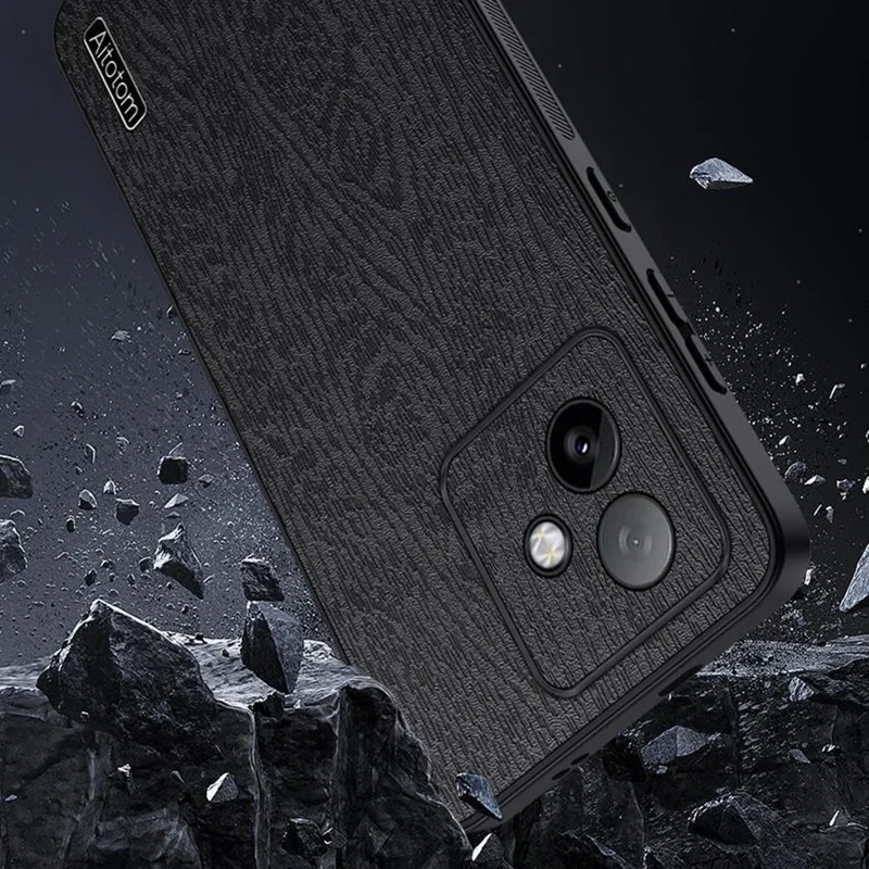 Защитный чехол For Honor X60 GT 5G с текстурой под дерево, покрытый кожей PU и пластиком TPU - чёрный
