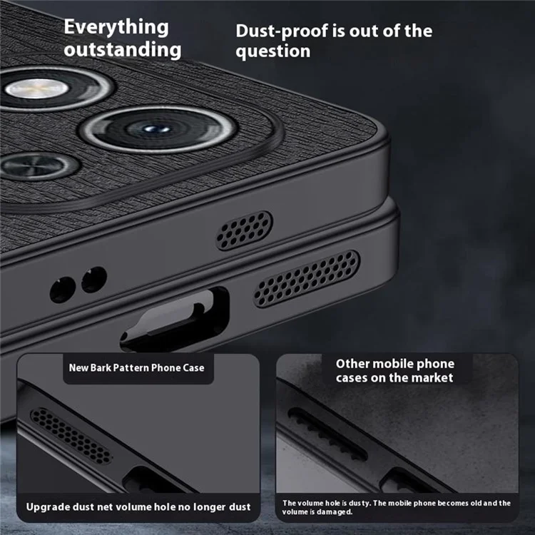 For Honor X70i Case Wood Texture PU Leather Coated PC TPU Phone Cover - Black