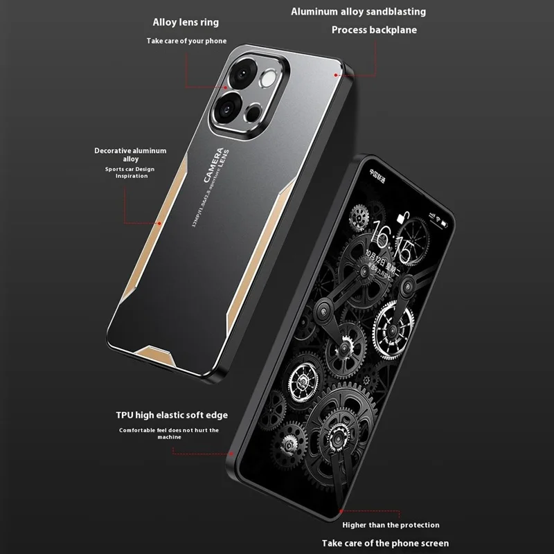For OnePlus 13T 5G Phone Case Aluminium Alloy TPU PC Back Cover - Gold