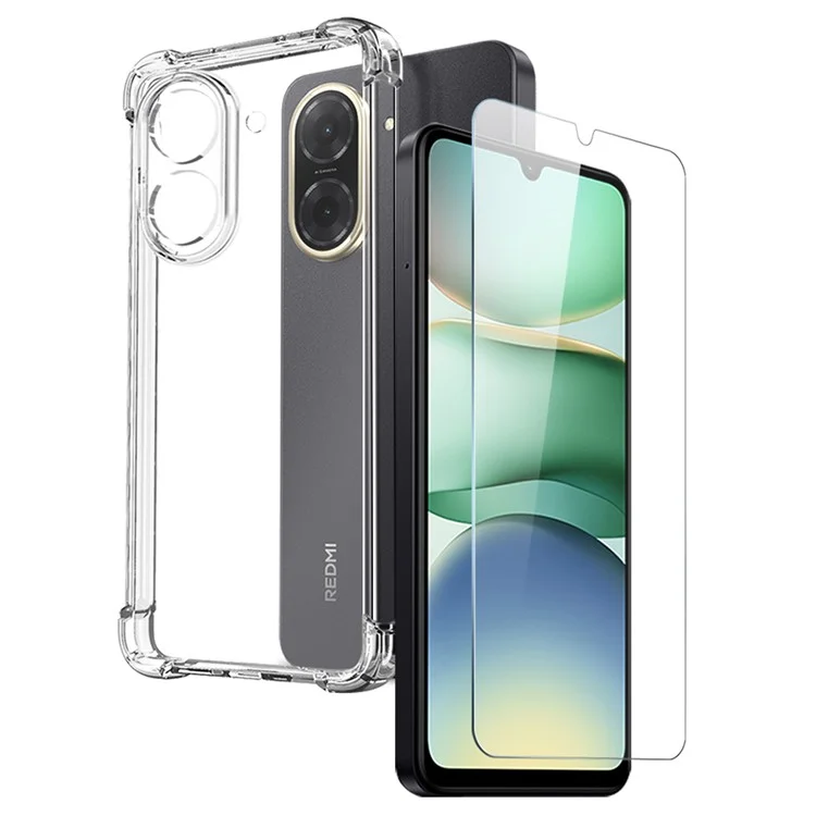 Capa de Telefone Transparente NORTHJO para Xiaomi Redmi A5 4G (171,7mm) / Poco C71 4G - Capa TPU à Prova de Choques com Proteção nos Quatro Cantos e Vidro Temperado