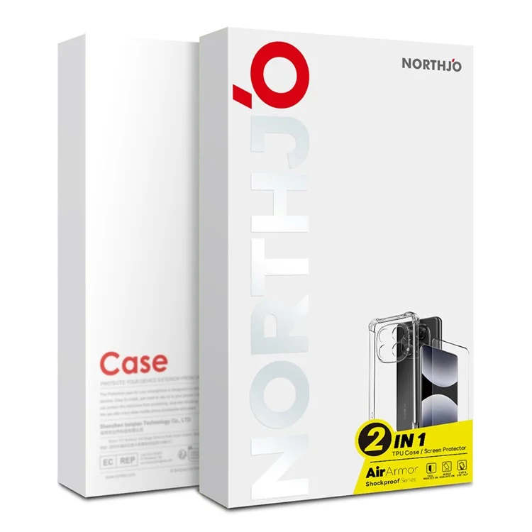 Capa de Telefone Transparente NORTHJO para Xiaomi Redmi A5 4G (171,7mm) / Poco C71 4G - Capa TPU à Prova de Choques com Proteção nos Quatro Cantos e Vidro Temperado