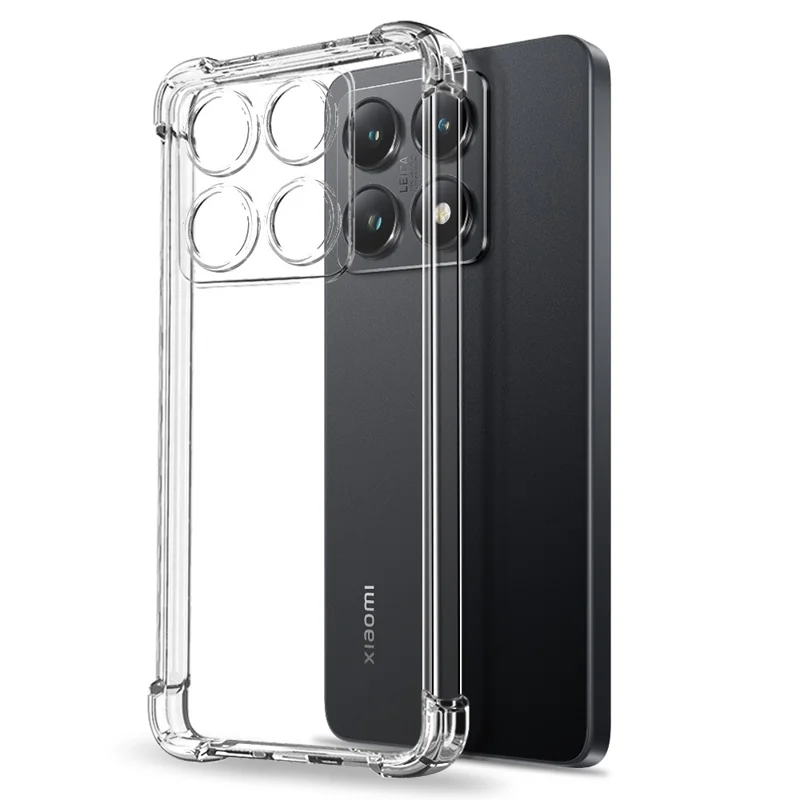 NORTHJO For Xiaomi 14T Case Four Corner Shockproof TPU Clear Phone Cover with Tempered Glass